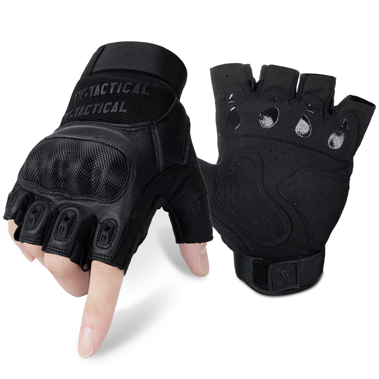 1TG Tactical Fingerless Gloves for Men Knuckle Protection